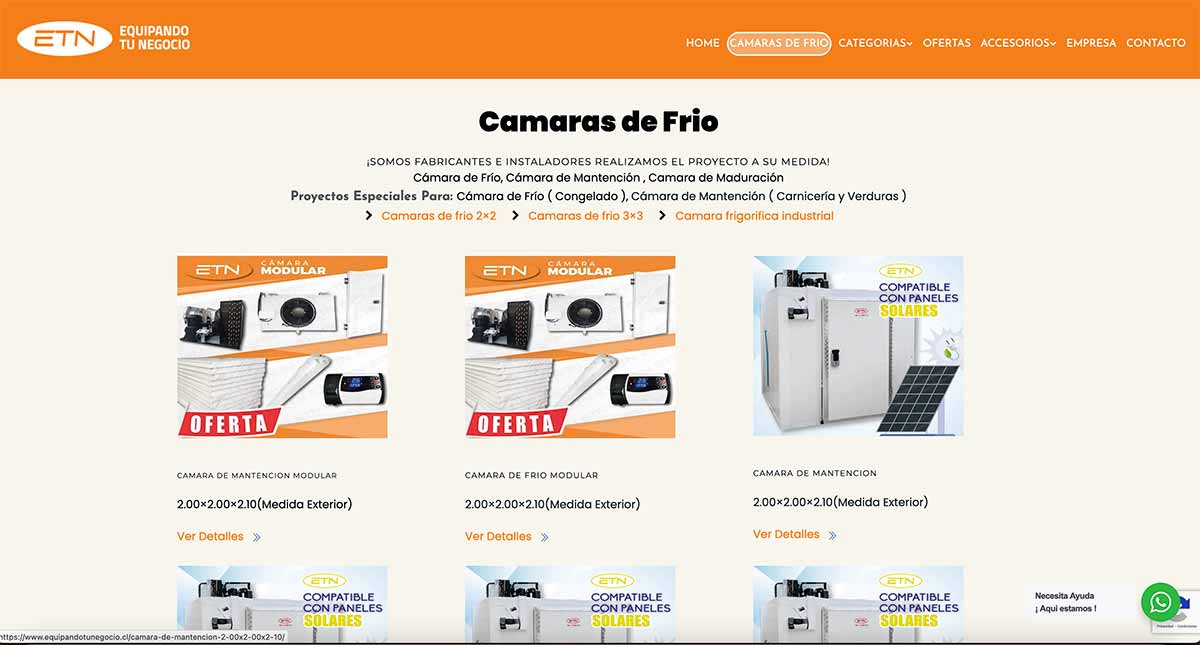 Venta de cámaras de frío